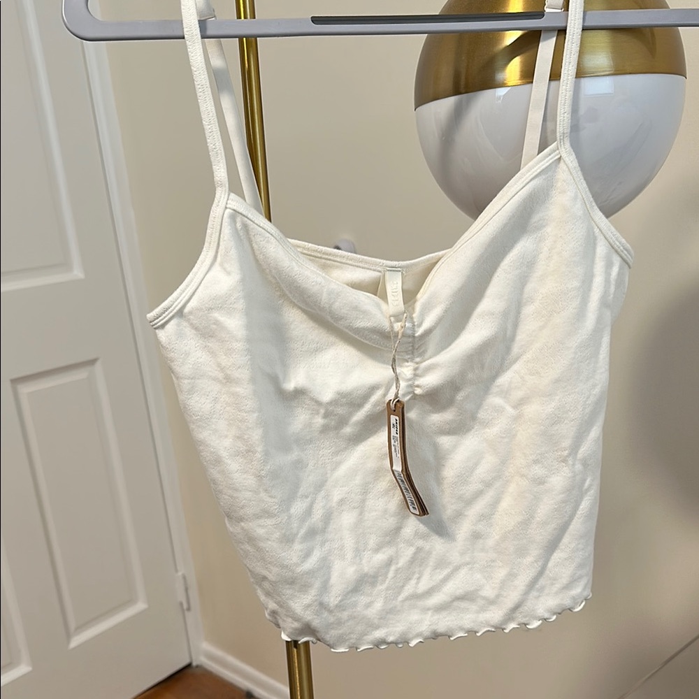 SKIMS pointelle logo Cream Tank Top